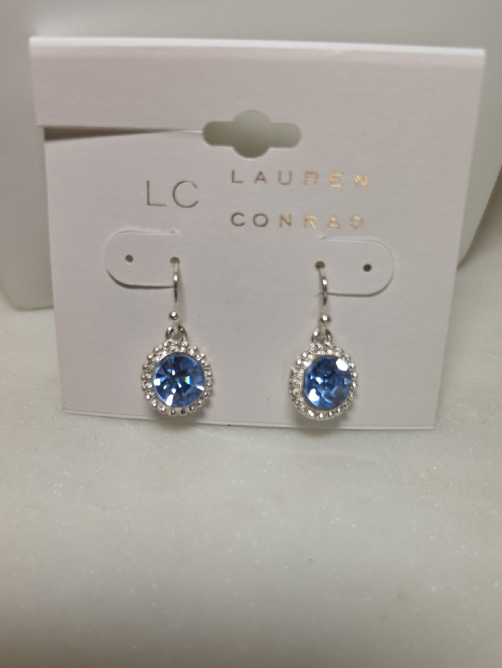 LC Lauren Conrad Silver-Tone Earrings with Blue Crystals